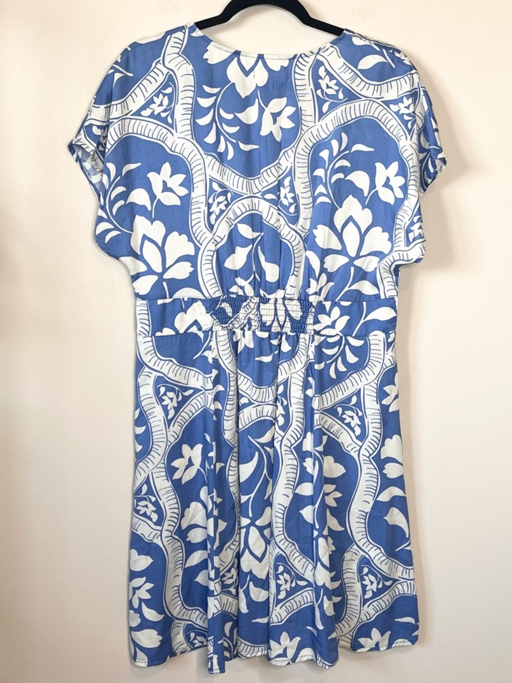 MARINE LAYER Camila Blue/White Tropical Print Button Front Mini Dress Size Large - Picture 3 of 6